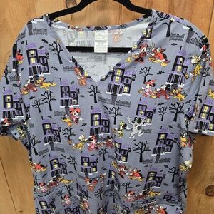Disney Character Print Scrub Top